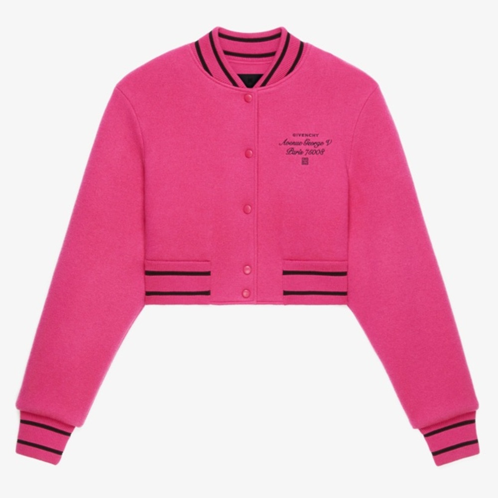 Givenchy Wool Cropped Varsity Bomber Jacket